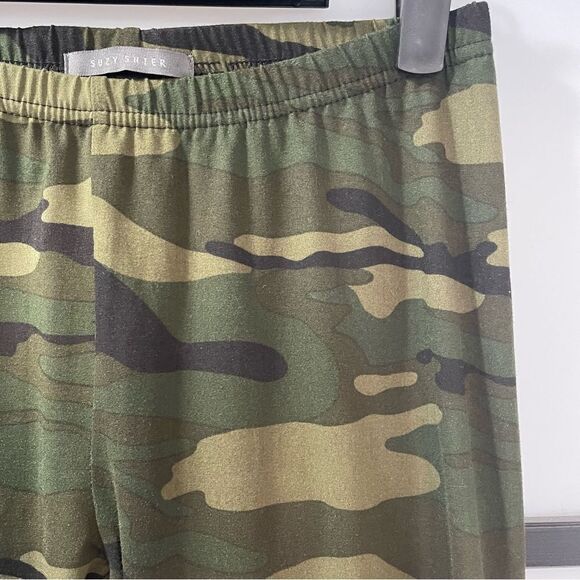[s] Suzy Shier Soft Everyday Green, Black & Tan Camo Leggings Women’s - Picture 7 of 15